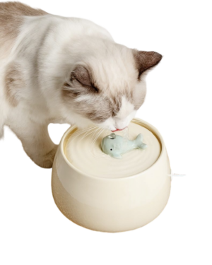 Ceramic Cat Water Fountain with Triple Filtration