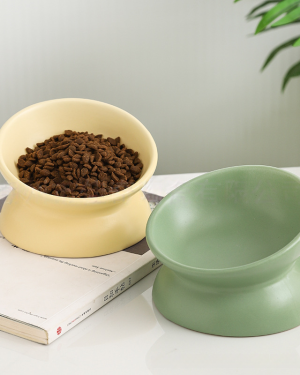 Tall ceramic cat and dog bowls with neck support to prevent tipping, pet food bowls, cat food bowls