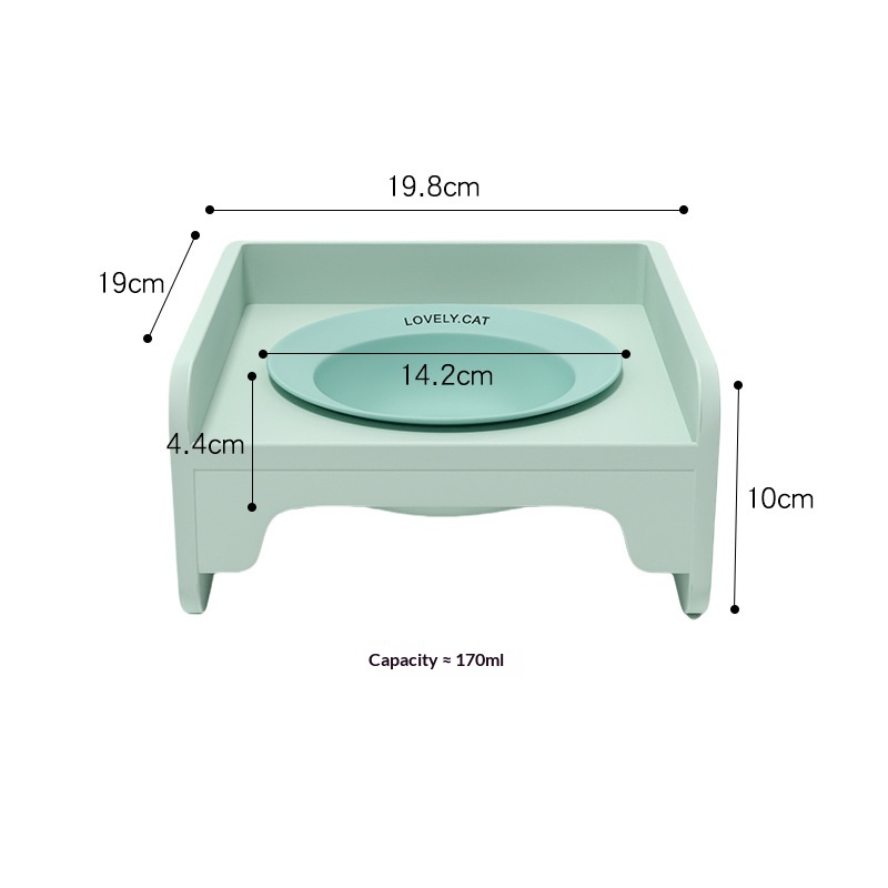 Square ceramic raised cat bowl set for whisker fatigue relief - My Cat Pal